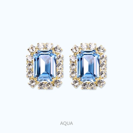 Rectangle Bijoux Earrings -AQUA-
