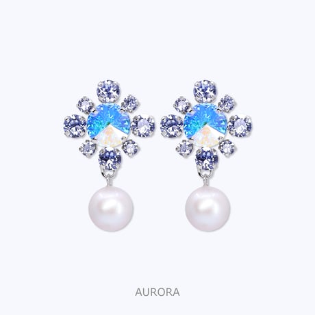 Mini Emblem & Pearl Earrings -AURORA-