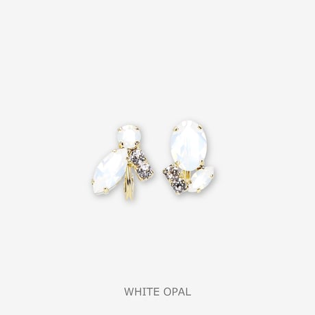 Asymmetric Earrings -WHITE OPAL-