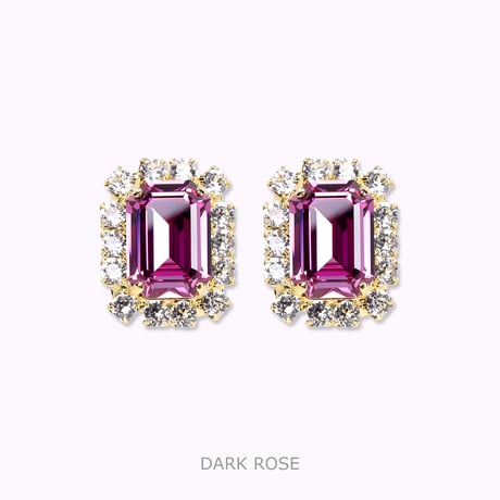 Rectangle Bijoux Earrings -DARK ROSE-