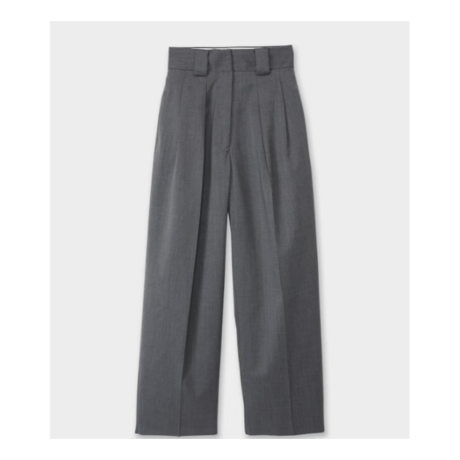 CINOH    TWILL / 2-TUCK HIGH-WAIST PANTS (gray)
