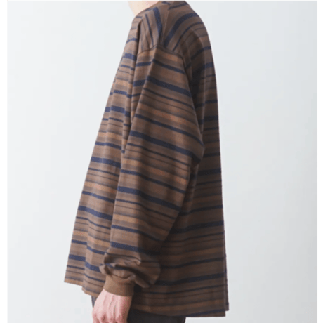 POLYPLOID　 OVERSIZE LONGSLEEVE "B" - NAVY/BROWN