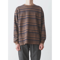 POLYPLOID　 OVERSIZE LONGSLEEVE "B" - NAVY/BROWN