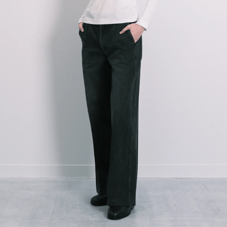 TANAKA  THE WIDE JEAN TROUSERS - PINKY BLACK