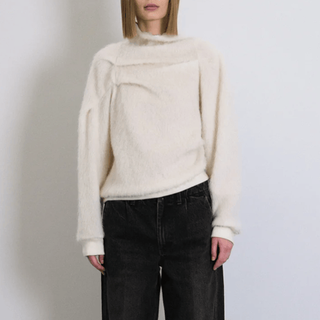 TANAKA    DRAPE SWEATSHIRT - SHAGGY WHITE