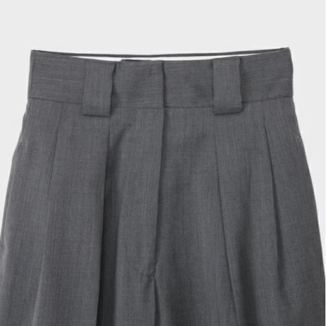 CINOH    TWILL / 2-TUCK HIGH-WAIST PANTS (gray)
