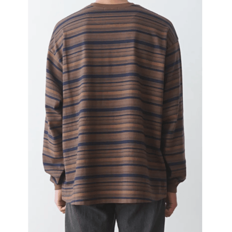 POLYPLOID　 OVERSIZE LONGSLEEVE "B" - NAVY/BROWN