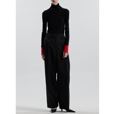 CINOH        TWILL / 2-TUCK HIGH-WAIST PANTS