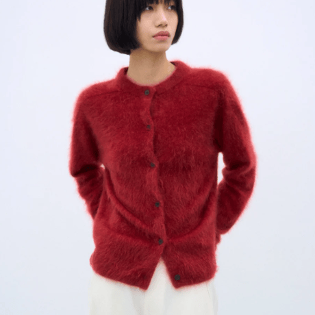 ATON    ROYAL CASHMERE FUR | CREW NECK CARDIGAN