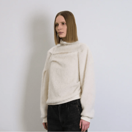 TANAKA    DRAPE SWEATSHIRT - SHAGGY WHITE