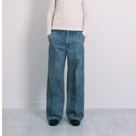 TANAKA   THE WIDE JEAN TROUSERS   (DUSTY BLUE)