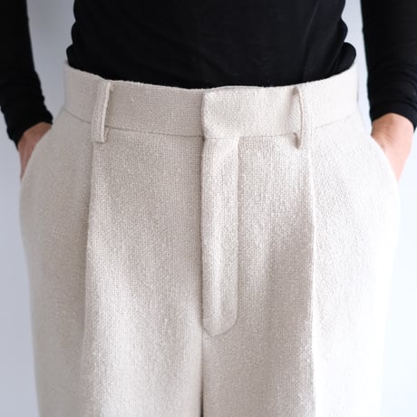 A AURALEE / HOMESPUN TWEED ONE-TUCK SLACKS(Lady's/IVORY BEIGE）