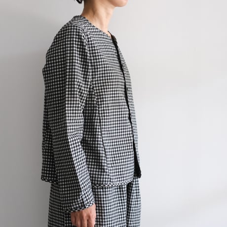 Yoli / Gingham reversible simple jacket（Lady ’s、Men’s /Black×White)