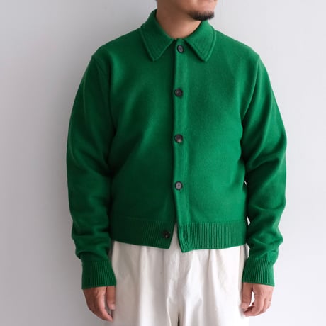 AURALEE / SUPER FINE WOOL KNIT SHIRT CARDIGAN（Men's/GREEN）