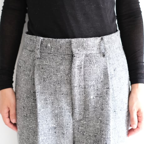 A AURALEE / HOMESPUN TWEED ONE-TUCK SLACKS(Lady's/MIX GRAY）