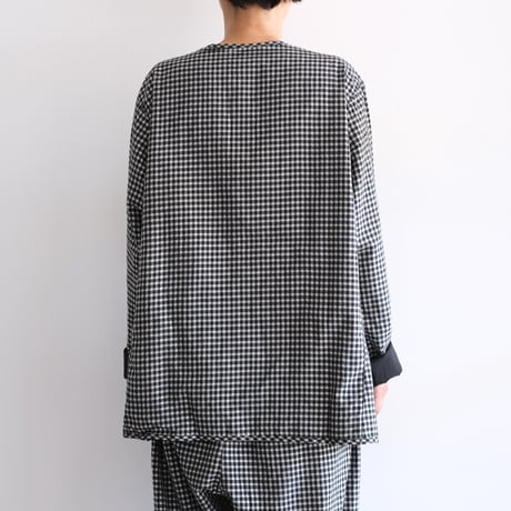 Yoli / Gingham reversible simple jacket（Lady ’s、Men’s /Black×White)