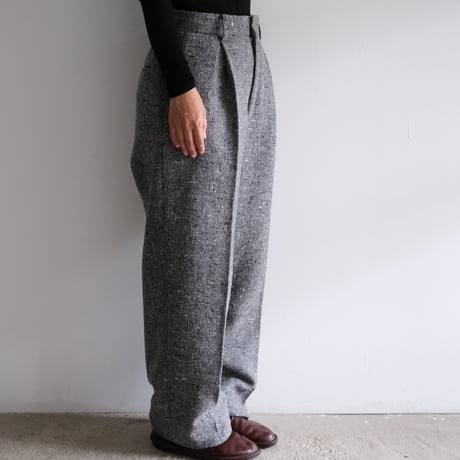 A AURALEE / HOMESPUN TWEED ONE-TUCK SLACKS(Lady's/MIX GRAY）