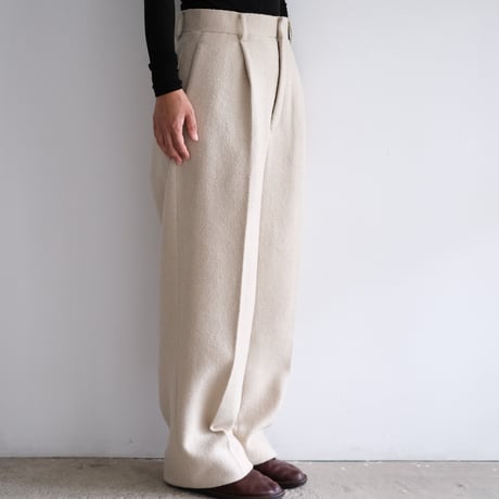 A AURALEE / HOMESPUN TWEED ONE-TUCK SLACKS(Lady's/IVORY BEIGE）