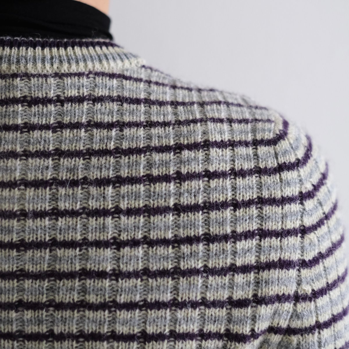 AURALEE / SHETLAND WOOL CASHMERE RIB KNIT CREW-
