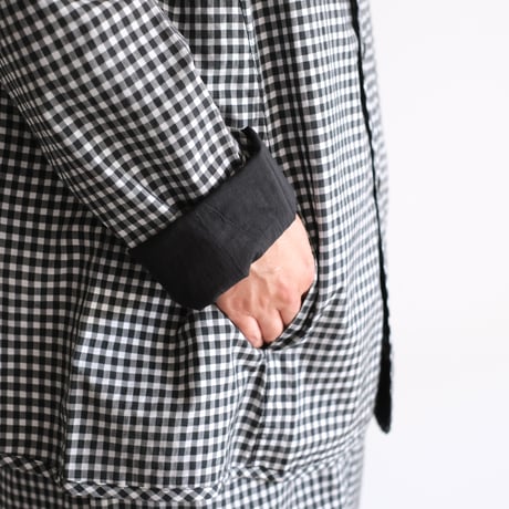Yoli / Gingham reversible simple jacket（Lady ’s、Men’s /Black×White)