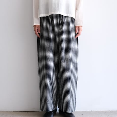 Yoli / Gingham wide pants（Lady ’s、Men’s /Black×White)
