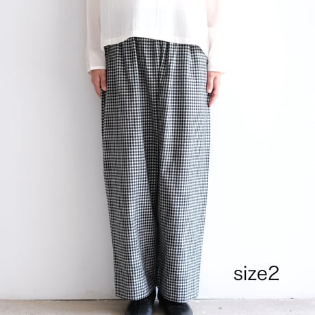 Yoli / Gingham wide pants（Lady ’s、Men’s /Black×White)