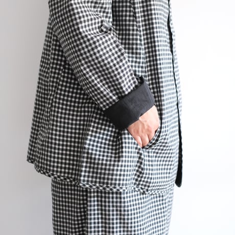 Yoli / Gingham reversible simple jacket（Lady ’s、Men’s /Black×White)