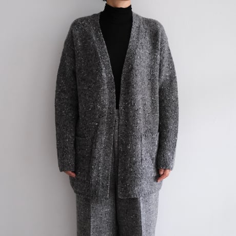 AURALEE / LOW-GAUGE HOMESPUN TWEED KNIT CARDIGAN(Lady's/TOP CHARCOAL）