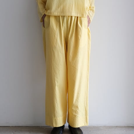 Yoli / Gingham wide pants（Lady ’s、Men’s /Yellow×Yellow)