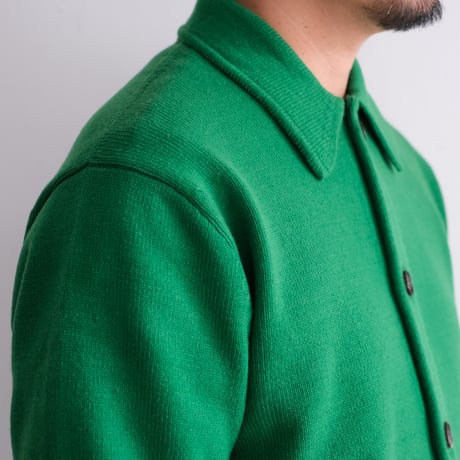 AURALEE / SUPER FINE WOOL KNIT SHIRT CARDIGAN（Men's/GREEN）