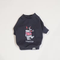 HelloスウェットTシャツ//ダークグレー・・・フレブル服TiTiTi