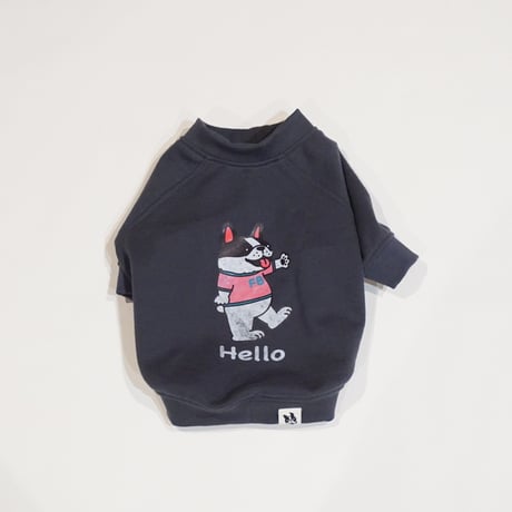 HelloスウェットTシャツ//ダークグレー・・・フレブル服TiTiTi