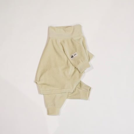リブニットのロンパース//サンドベージュ・・・フレブル服TiTiTi