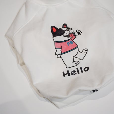 HelloスウェットTシャツ//ホワイト・・・フレブル服TiTiTi