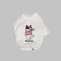 HelloスウェットTシャツ//ホワイト・・・フレブル服TiTiTi