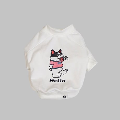 HelloスウェットTシャツ//ホワイト・・・フレブル服TiTiTi