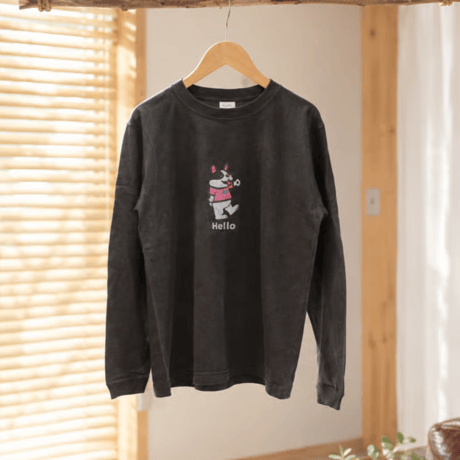 HelloロングスリーブTシャツ (オーナーさま用)//スミ・・・フレブル服TiTiTi