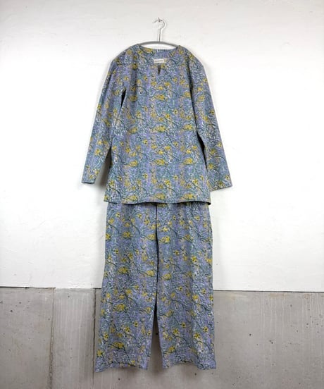 ハンドブロックプリント　パジャマセットーWisteria yellowー