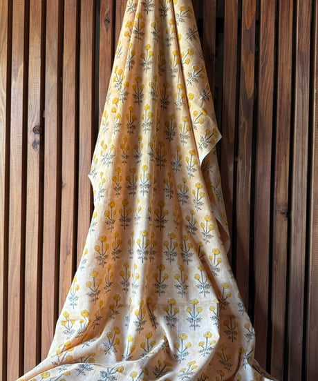 Original サンガネールハンドブロックプリントーMarigoldーボイル・５０cm単位