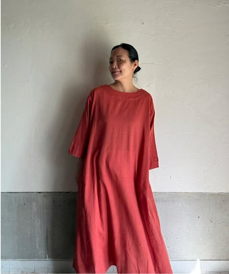訳あり　ルクツルのドレスRadhika ・ベンガルカディ・茜染め/インナードレス付き