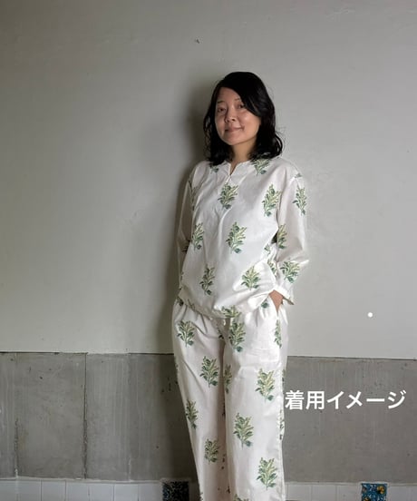 ハンドブロックプリント　パジャマセットーPurple Mimosaー