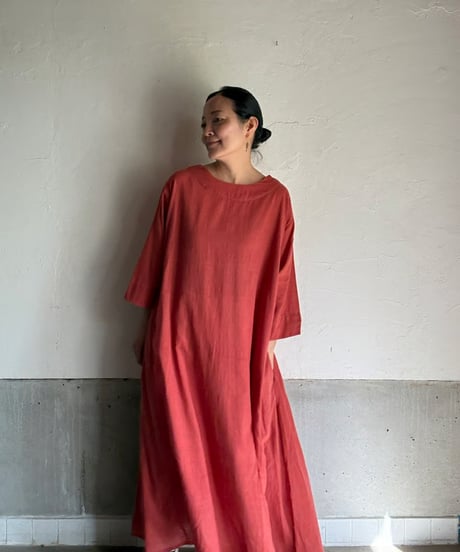 訳あり　ルクツルのドレスRadhika ・ベンガルカディ・茜染め/インナードレス付き