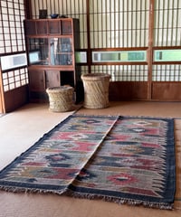 ラジャスターンの手織りラグ　ウールジュート　大       D