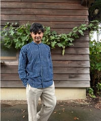 MAZA 　バグルー伝統染めブロックプリントのシャツ・長袖ーINDIGOー