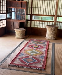 ラジャスターンの手織りラグ　ウールジュート　細長　D