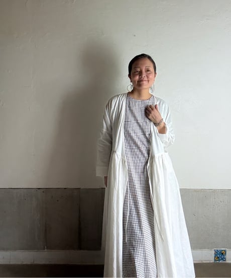 ルクツル　ローブー「Jodhpurロング丈」・ベンガルカディ・ふわふわチェック織り
