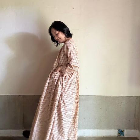 ルクツル　ローブー「Jodhpurロング丈」・バグルー伝統染めハンドブロックプリント