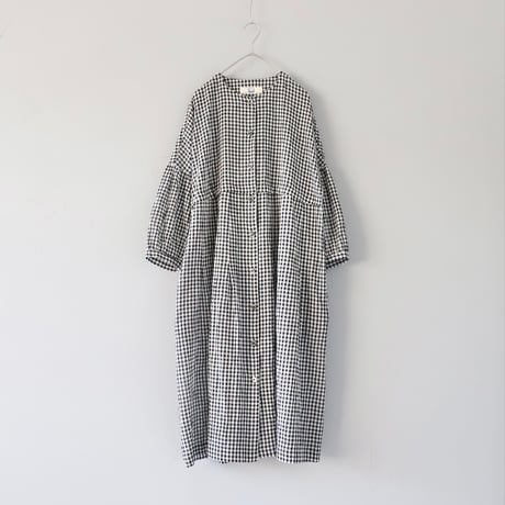 涼しい！しろくろワンピース〈小さめチェック〉【Cotton House Aya×ZIPANG】