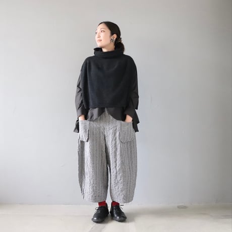 ポッケが目を惹く、リラックスワイドパンツ【Cotton House Aya×ZIPANG】