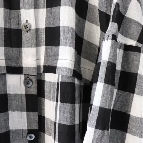 涼しい！しろくろワンピース〈大きめチェック〉【Cotton House Aya×ZIPANG】